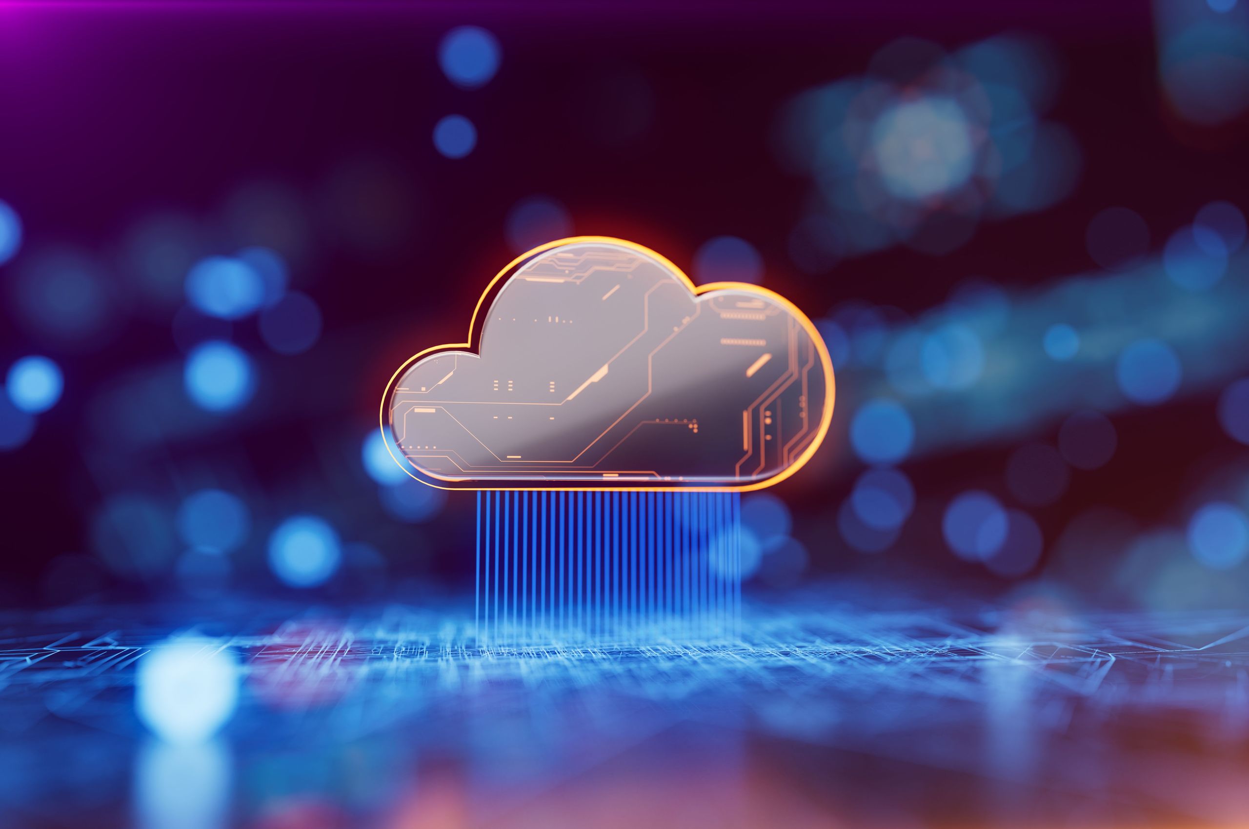 Cloud migration showing data transfer from on-premise servers to cloud infrastructure.